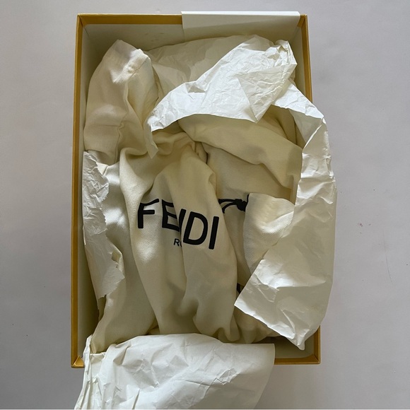 Fendi First Metallic F-Heel Mule Sandals - Picture 10 of 15